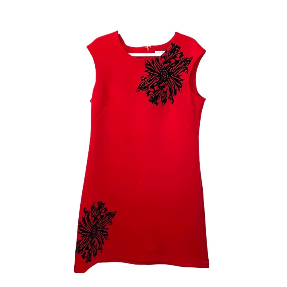 CALVIN KLEIN SZ 14 plus size red sheath dress